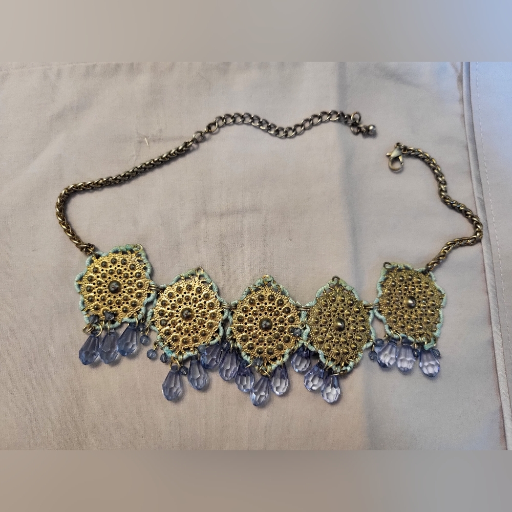 Blue and gold necklace